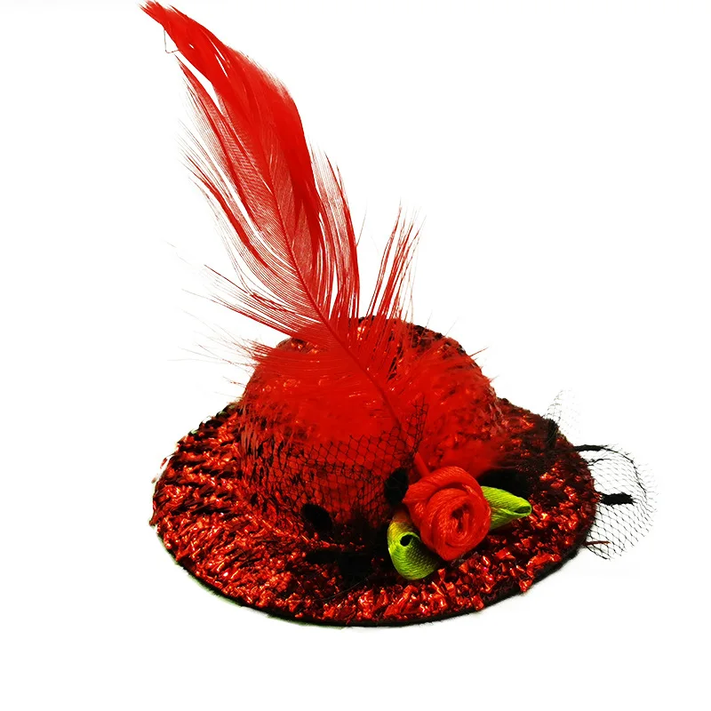 Chicken Hats For Hens Feather Top Hat With Adjustable Elastic Chin Strap Mini Hat Chicken Helmets Accessories Rooster Duck