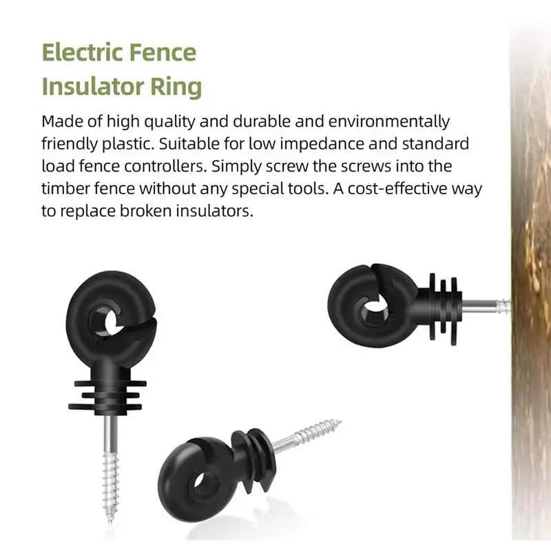 A68P-100Pcs Black Electric Fence Insulator Screw-In Insulator Fence(Grid System Accessories For Animal Husbandry Electronic) view 2