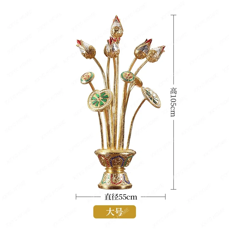 A Trollius Chinensis Ornaments Southeast Asian Style Gold Foil High-End Atmospheric Wood Carving Crafts