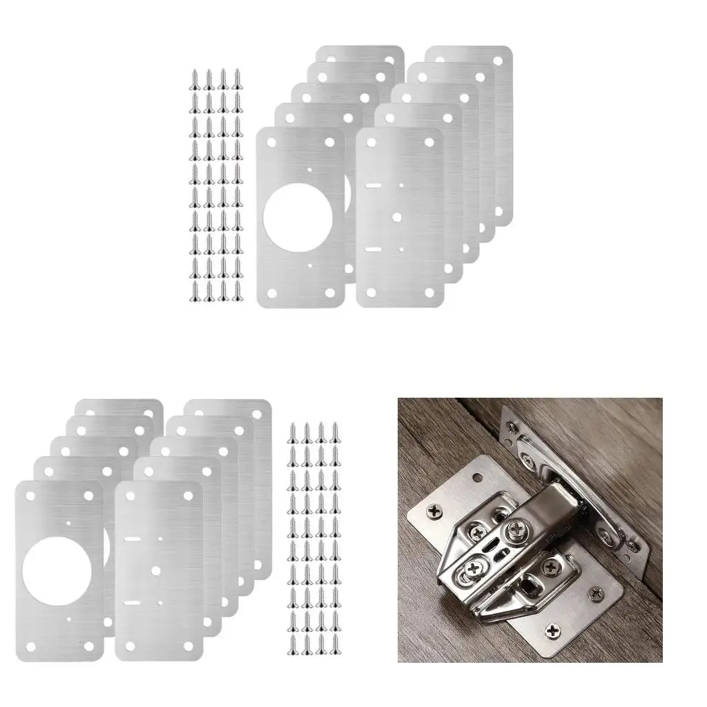 Rustproof Hinge Repair Mounting Plate for Cabinet Doors Includes Screws&Tool