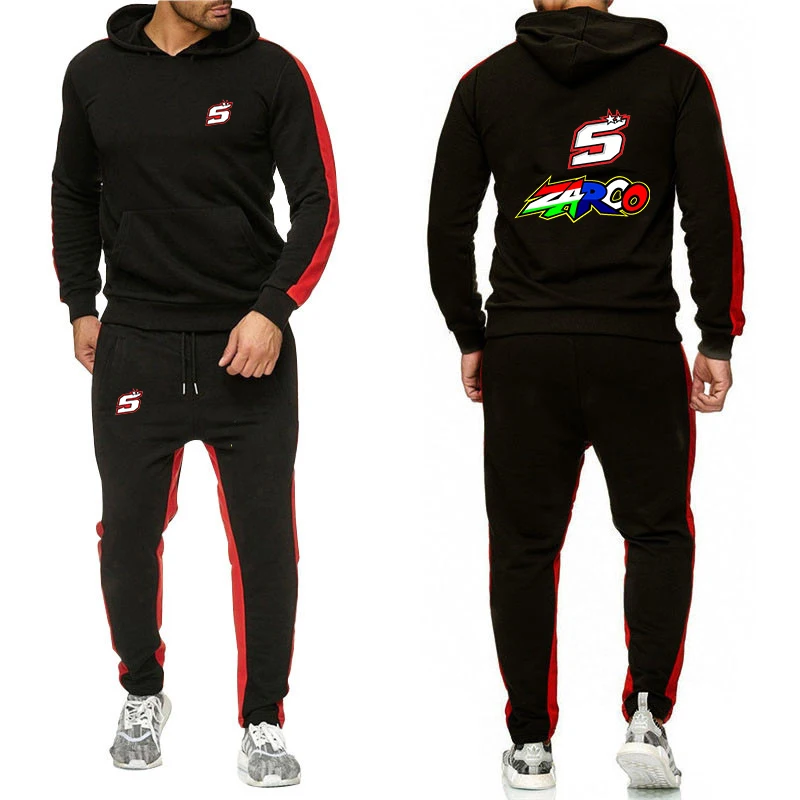 2024 Men Moto Rider JOHANN ZARCO No. 5 Tracksuit Color Matching Printing Two Piece Set Sportswear Loose Casual Hoodies Suit