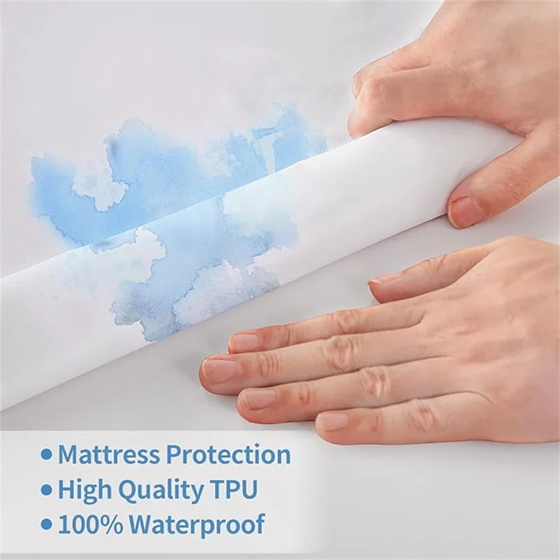 Waterproof Mattress Cover with Zipper 6-Sides All Inclusive Fitted Sheet Dust-proof Bedspreads for Double Queen King Protector