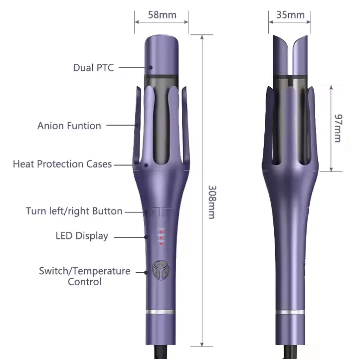 

1.25 Inch Electric Hair Curler Automatic Ceramic Coating Iron with Anion Function Custom Logo Service