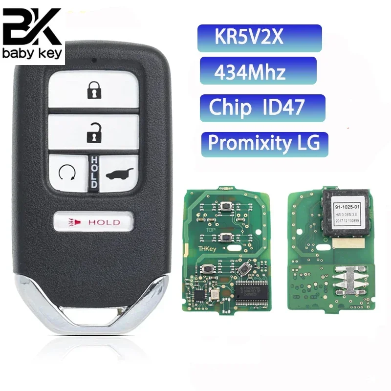 

BBKey for 433MHz ID47 Chip FCC ID: KR5V2X Smart Remote Key Fob for Honda Piot CR-V Civic 2016 2017 2018 2019 2020-2022