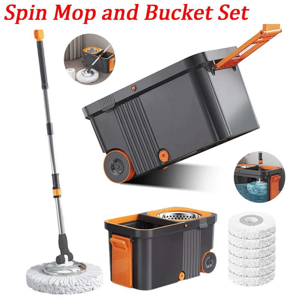 

Автоматическая вращающаяся швабра для уборки дома, система для мытья полов с вращением на 360°, с 6 сменными насадками для уборки полов в доме