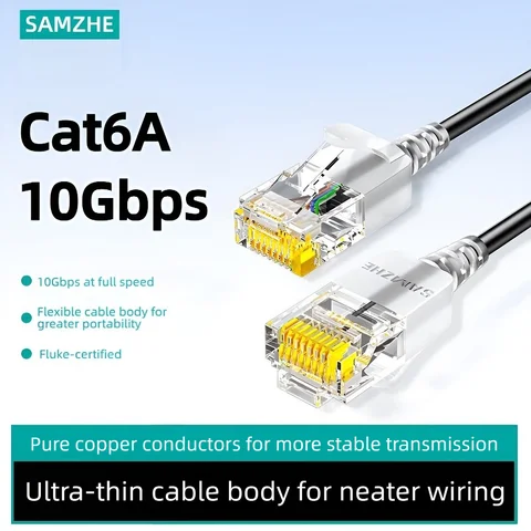 Кабель Ethernet SAMZHE Cat6A - Высокоскоростное соединение до 10 Гбит/с