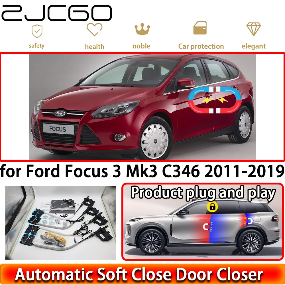 

ZJCGO for Ford Focus 3 Mk3 C346 2011-2019 Soft Close Door Kit Power Closing Latch System Auto Pull Door Easy Close Plug & Play