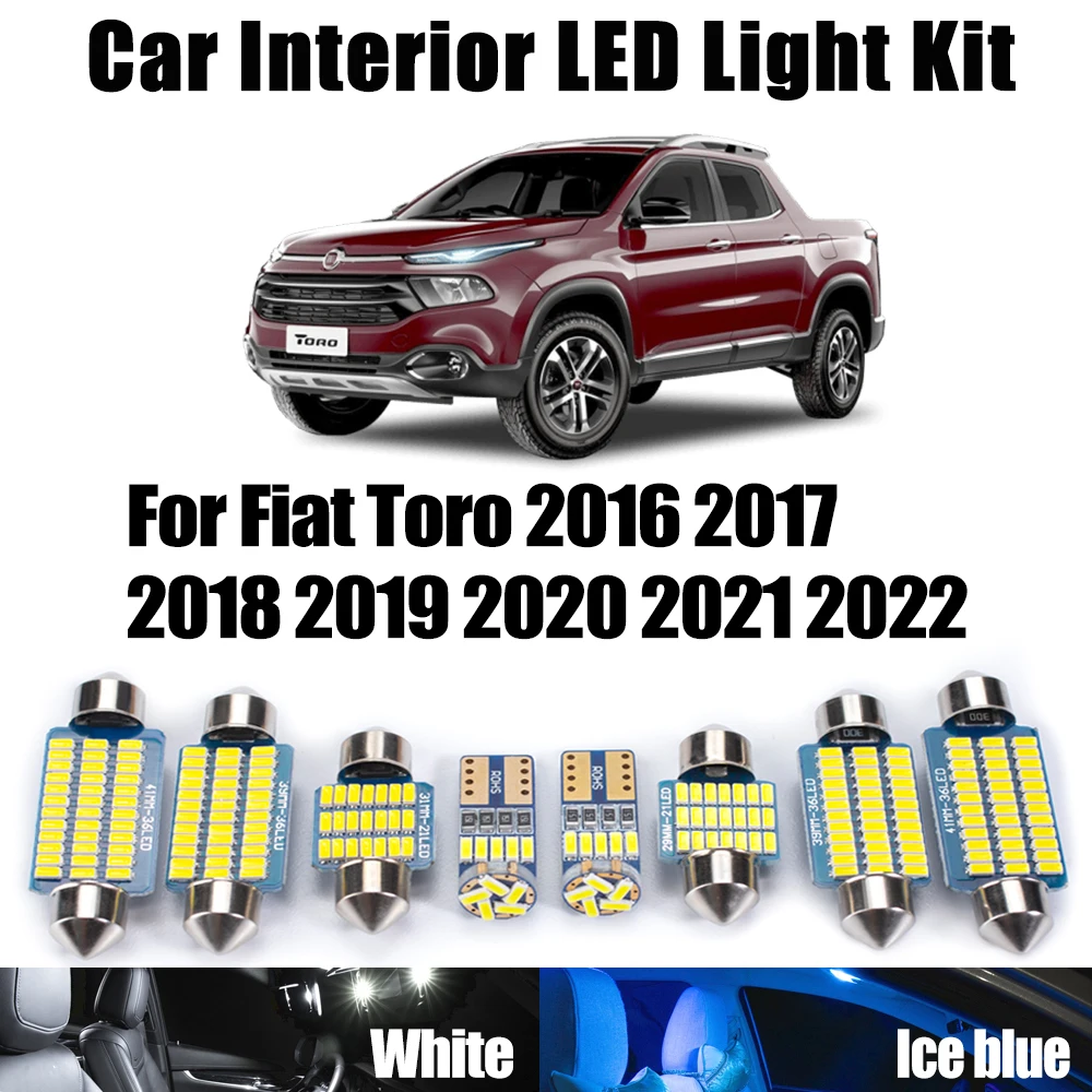 12Pcs Vehicle LED Interior Map Dome Trunk Light Kit Canbus For Fiat Toro 2016-2020 2021 2022 Car License Plate Bulbs Accessories