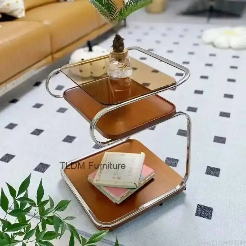 Camera Un poico carrello in legno massello Nordic Living Divano mobile Piccolo appartamento Wabi-Sabi Edge Tavolino da caffè vintage Mobili