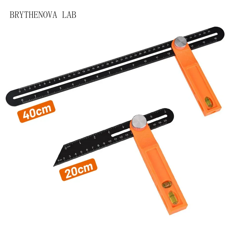 20/40cm T-shaped Angle Ruler Gauges Sliding Level Ruler Measuring Tool Adjustable Detachable Movable Right Angle Gauges