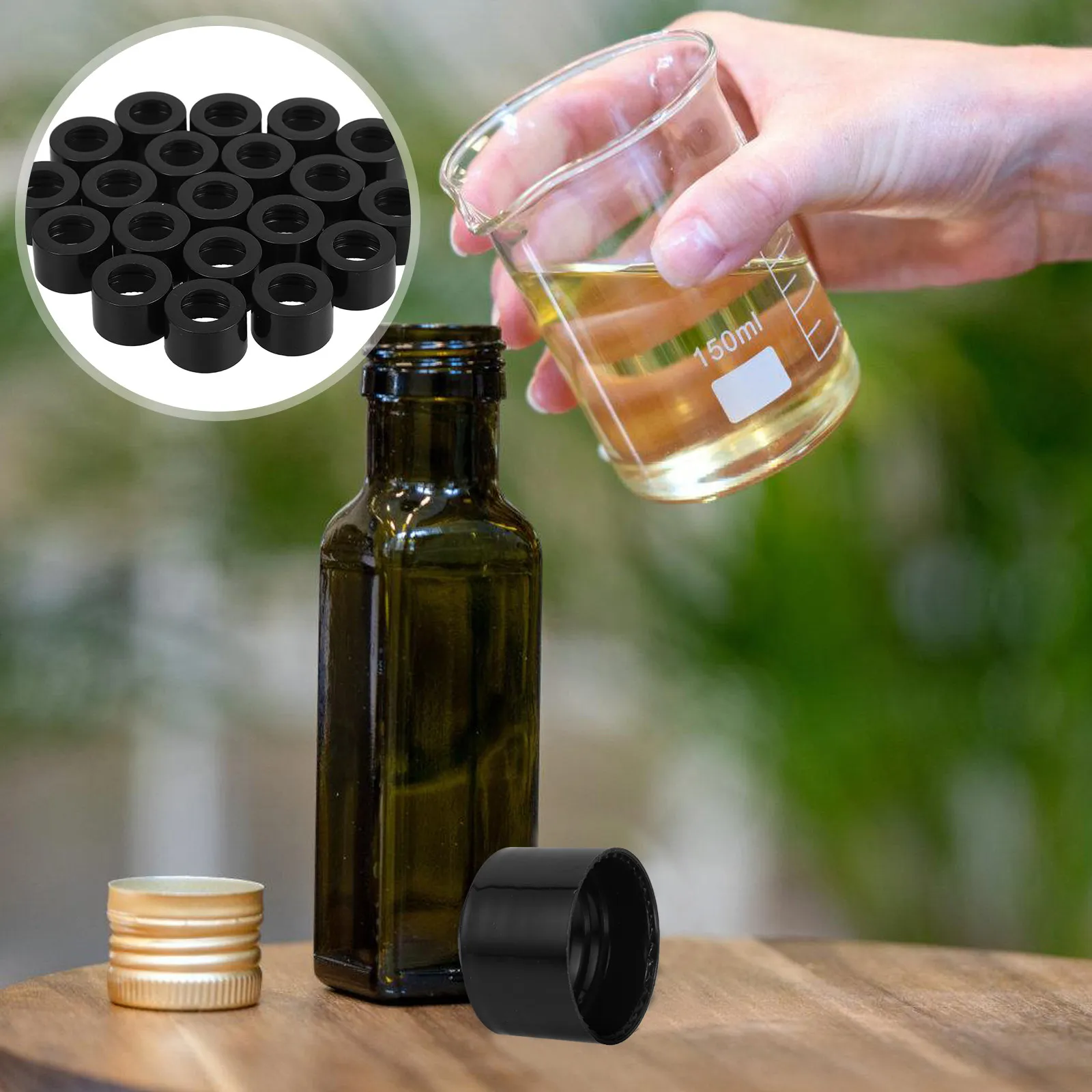 

20Pcs Essential Oil Bottle Caps with Hole Aromatherapy Dropper Cap Replacement for Glass Perfume Diffuser Bottles Sealing
