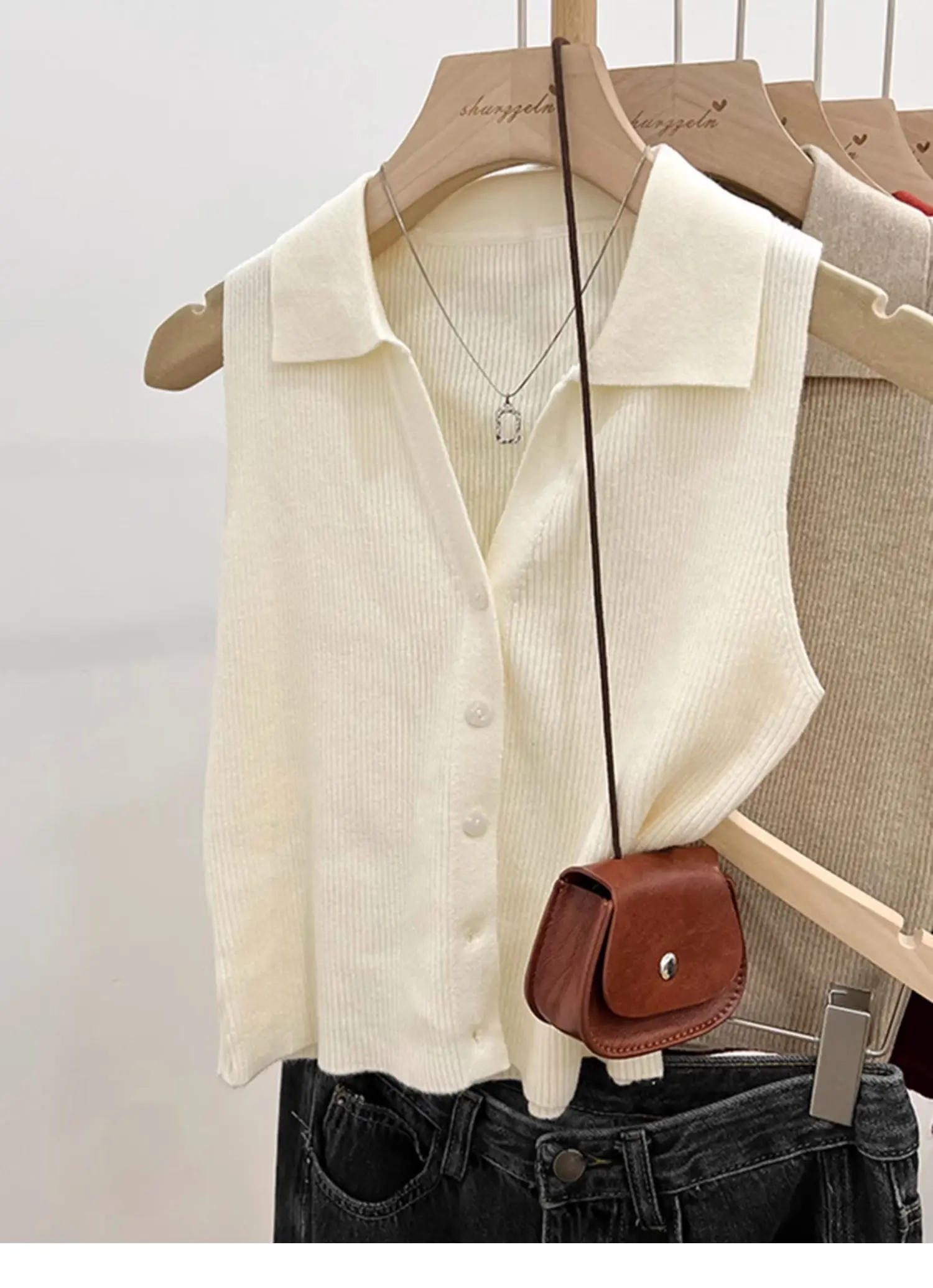 Solid Color Knitted for Women Cardigan Korean Single Breasted Sleeveless Jumper Woman Round Neck All Match Cardigans Outwear