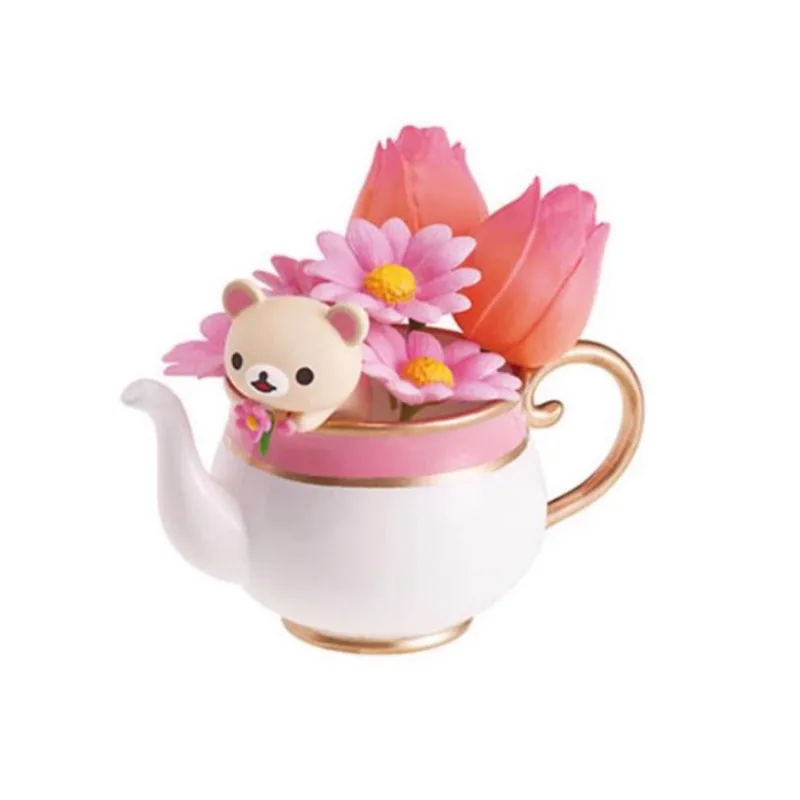 Genuine RE-MENT Rilakkuma Action Figures Model Flower Cup Vinyl Face Blind Box Toy Ornaments Peripheral Products Original