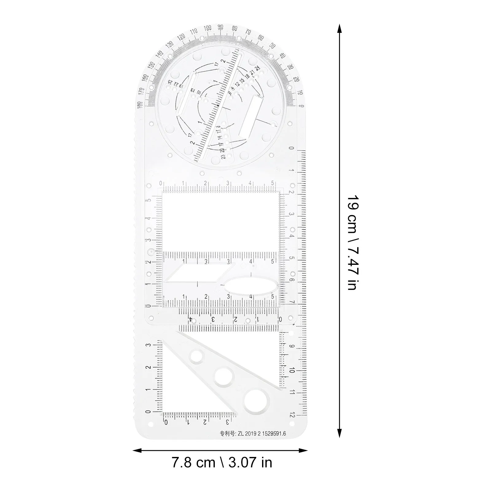 Geometric Drawing Ruler Set Premium Plastic Drafting Template for Ellipse Rectangle Patterns Examination School Supplies view 4