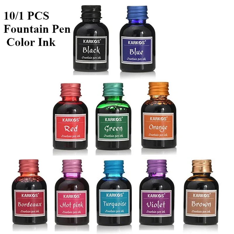 10/1 PCS 30ml Various Colors Ink Plastic Bottled Ink Fountain Pen Ink Refill Cartridge School Writing Office Supplies Stationery