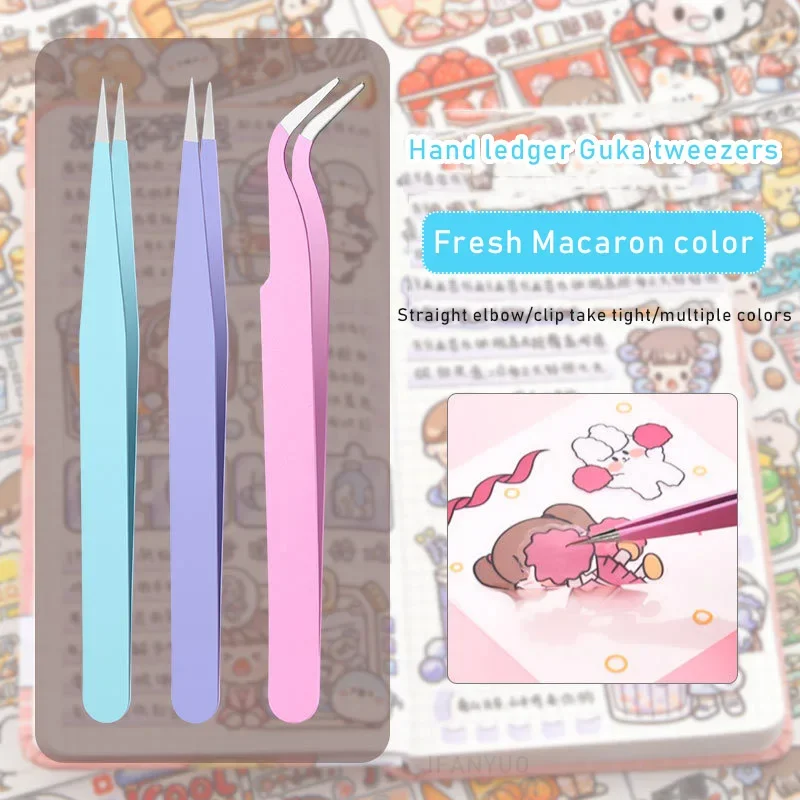 Pinzas antiestáticas de colores para extensión de pestañas, juego de acero inoxidable para cejas, pinzas de precisión de belleza, Kit de maquillaje, herramientas de reparación