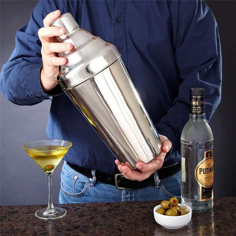 1.8L Big Stainless Steel Cocktail Boston Bar Shaker: 3-piece Set Barware