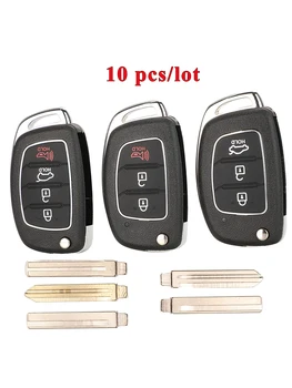 jingyuqin 10pcs 3 Button Remote Car Key Case For Hyundai HB20 IX35 I45 SANTA FE Accent I40 I20 HY15/HY20/TOY40 Blade Fob shell