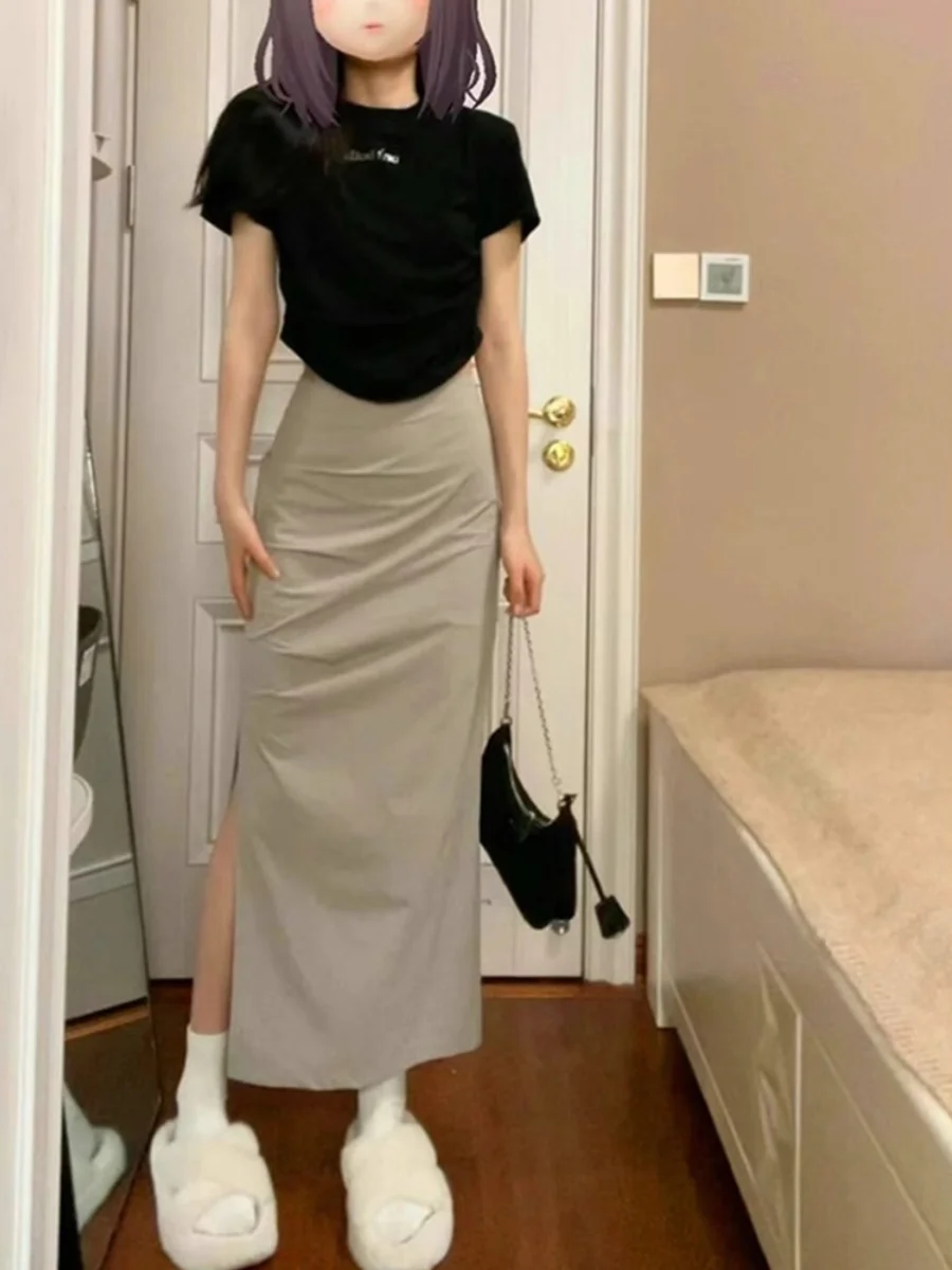 

Хлопковая футболка женская летняя тонкая облегающая с высокой талией, дизайн Arc Top, корейский стиль, для повседневной носки