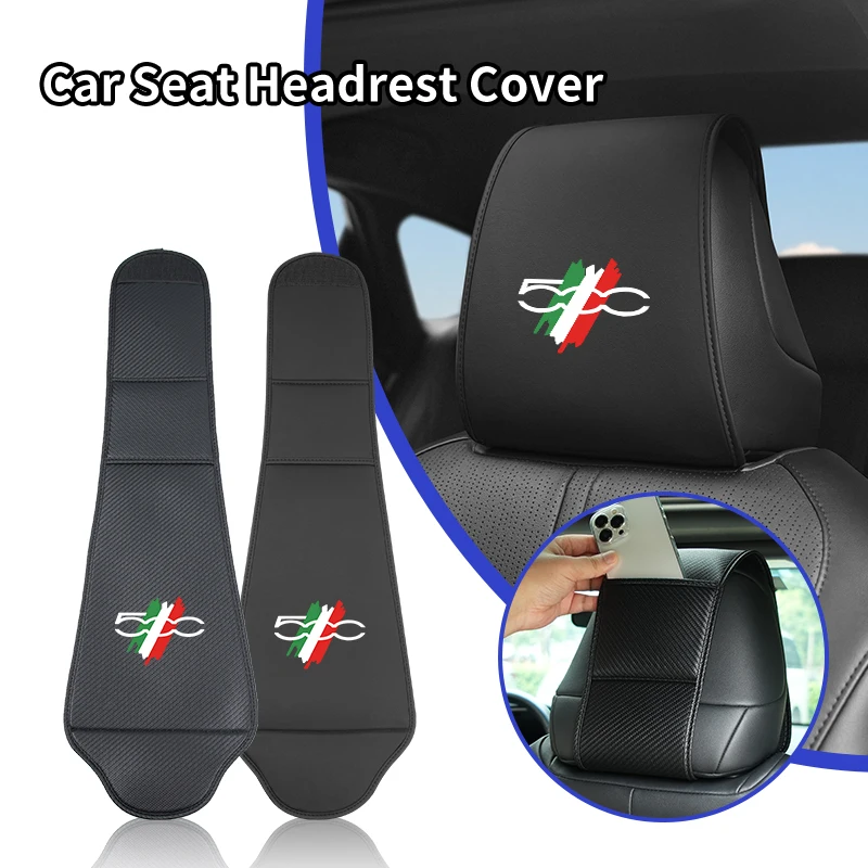 Funda protectora para reposacabezas de coche, bolsa de almacenamiento, funda de almohada de cuero para FIAT 500 Grande Punto Uno Tipo Stilo Astra Bravo Panda, 1/2 Uds.