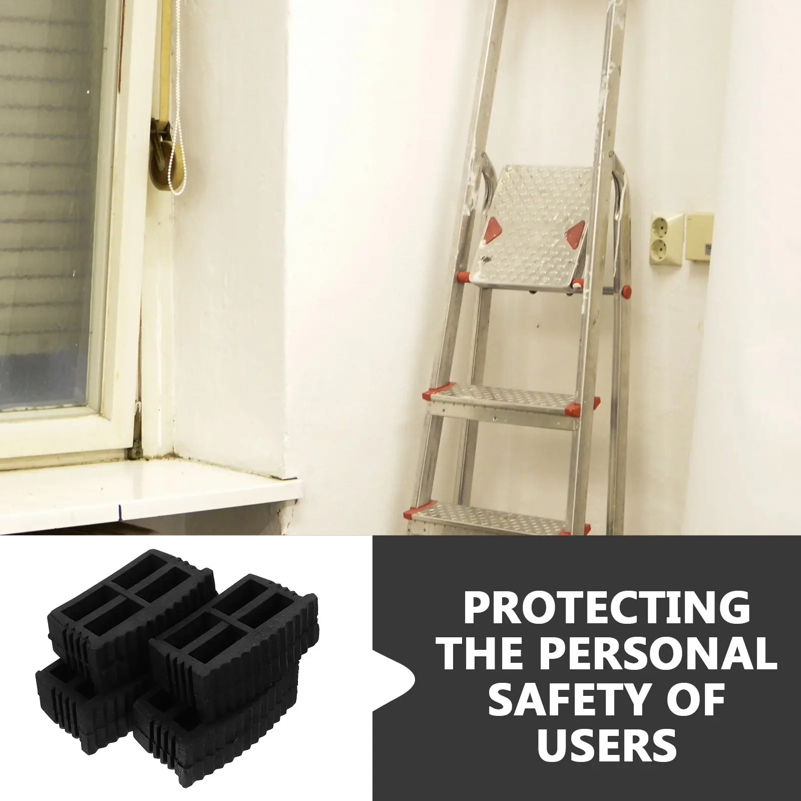 

4Pcs Heavy-Duty Rubber Ladder Foot Covers Non-Slip End Caps with Insulation Protection for Home Professional Use Ladder