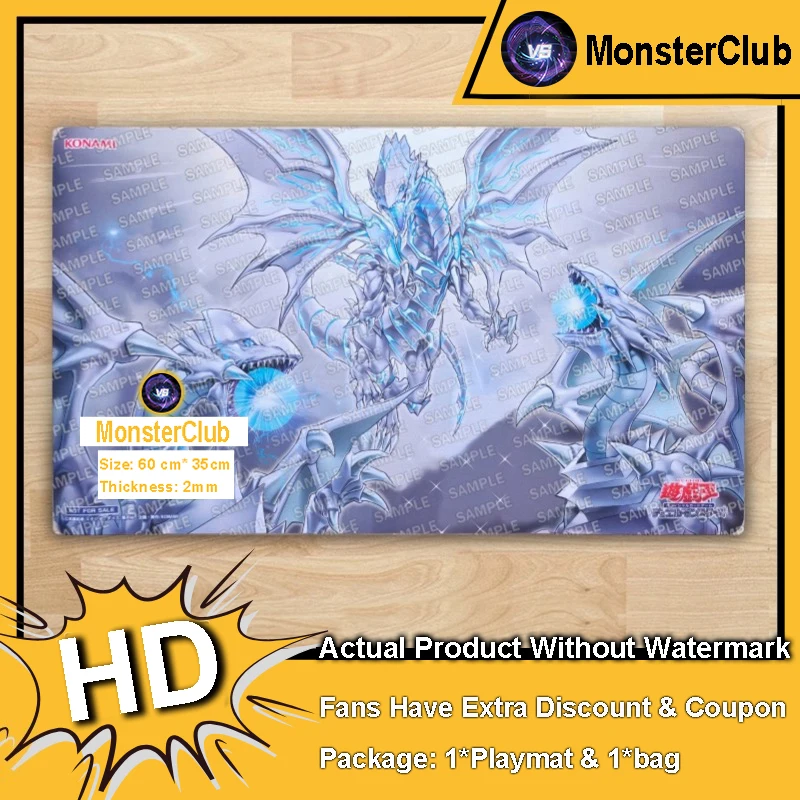 

YuGiOh Playmat Majesty of The White Dragons TCG CCG Blue-Eyes Alternative White Dragon Trading Card Game Mat Rubber Mouse Pad
