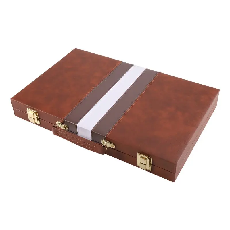 WOTT-Backgammon Chess Storage Box Portable Folding Chess Board Case Educational Strategy Game Set Box