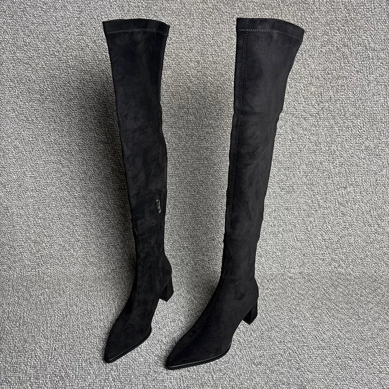 

Женские высокие сапоги на высоком каблуке. Массивные дизайнерские туфли выше колена. Зимние замшевые ботинки челси 2024. Сексуальные туфли-лодочки. Trend Mujer Botas.