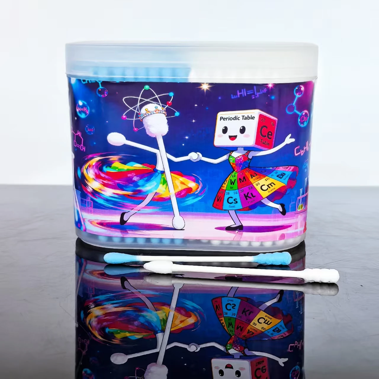 300 uds/600 Uds botella de experimento de laboratorio hisopos de algodón temáticos, bastoncillos de algodón para adultos de colores de doble cabeza, hisopos de algodón para el hogar