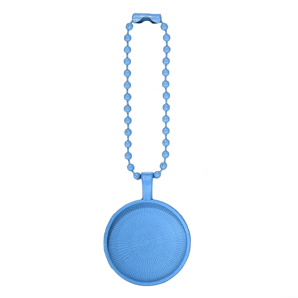 10pcs Colorful Ball Bead Chains Keychain With Pendant Bezel Blank Fit 25mm Cameo Glass Cabochon Base Setting DIY Accessorise