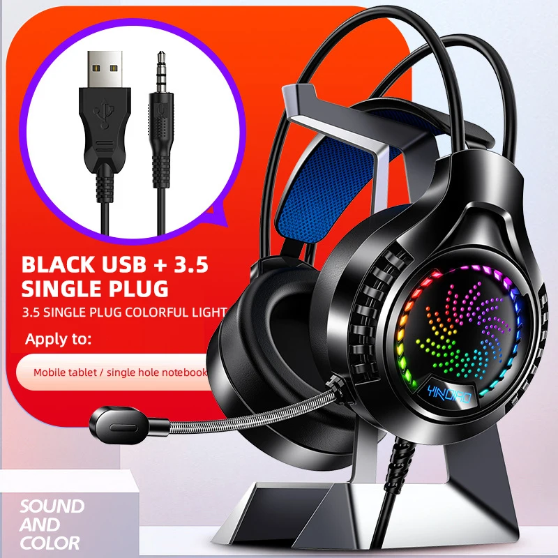 Daylight Q7 Gaming Headsets Gamer Headphones Surround Built in Sound Card Wired Earphones USB/3.5mm MIC Colourful Light Laptop