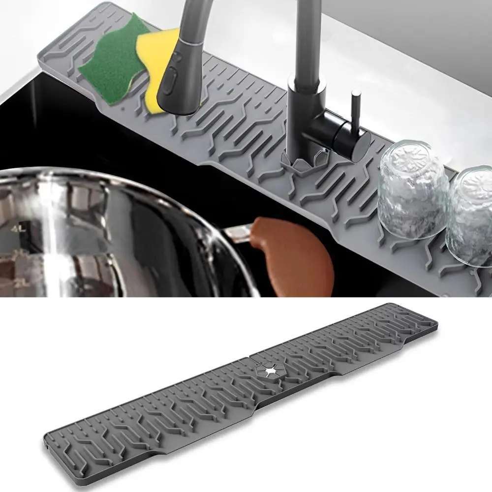 Silicone Kitchen Faucet Splash Guards Anti-splash Foldable Sink Splashing Guard Multiple Drain Quick Dry Drain Tray Mat Kitchen