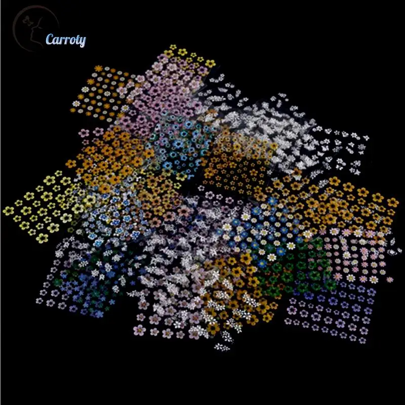 ثلاثية الأبعاد مسمار الفن نقل ملصقات 50 ورقة زهرة الشارات مانيكير الديكور تلميح