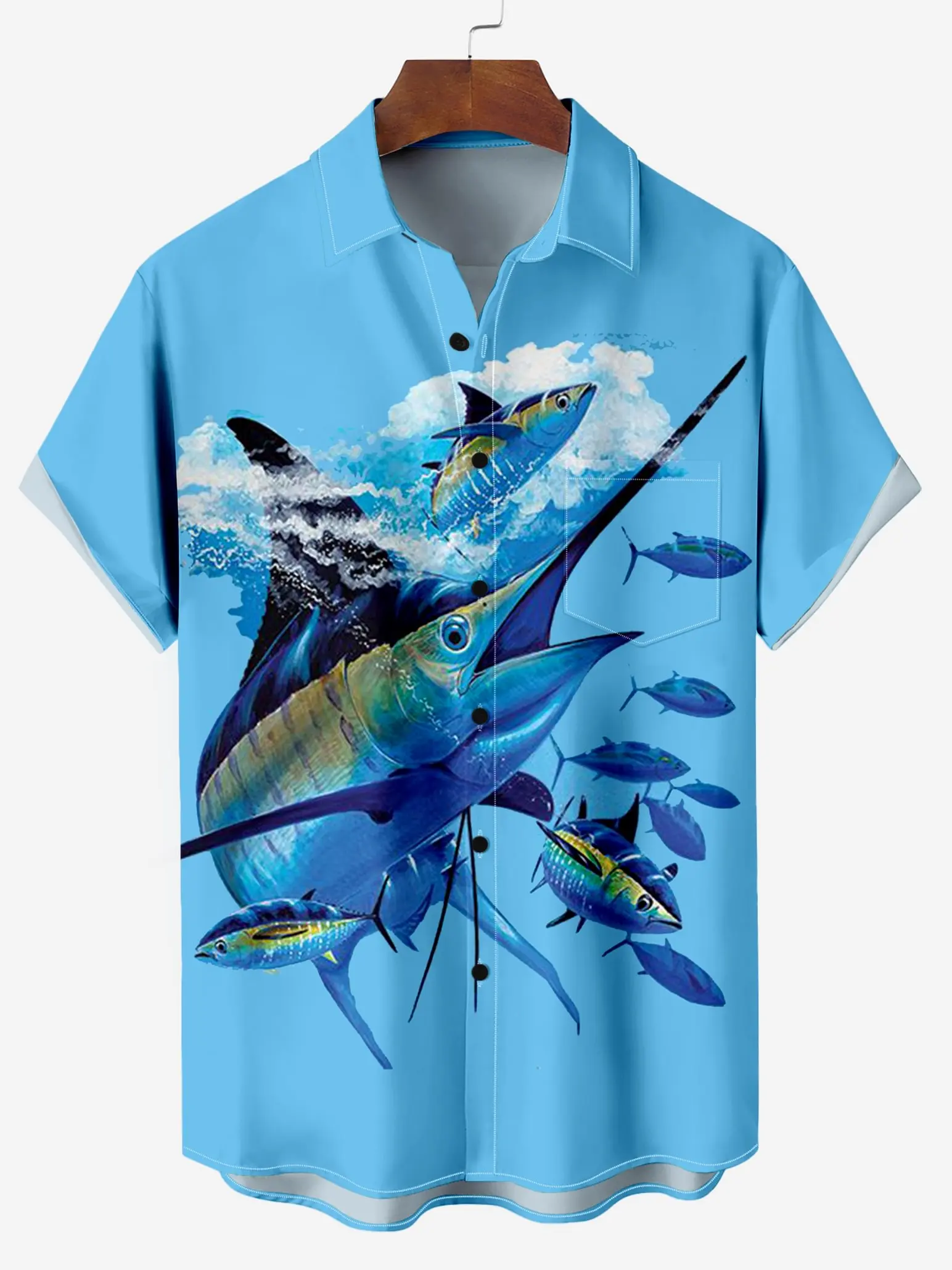 Summer Hawaiian Fishing 3D Print Shirts Men Fashion Shirt Casual Vintage Streetwear Short Sleeve Shirt Blouse Man Clothing