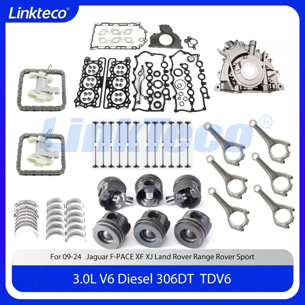 

Engine Piston Rebuild Gakset Kit Crankshaft Rod Bearing Set For 3.0 T L 306DT Land Rover Range Discovery Jaguar XF 3.0L Diesel