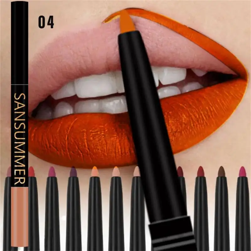 Easy To Color No Cup Lipstick Pen Eye Makeup Lasting Lipstick Pen Bright Color 6 Color Lip Liner Not Easy To Fade Eyeliner Matte