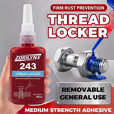 50ml Blue Thread Locker 243 Medium Strength Screw Glue Anaerobic Adhesive Lock Tight Seal Nuts Bolts Metal Fastener Prevent Rust