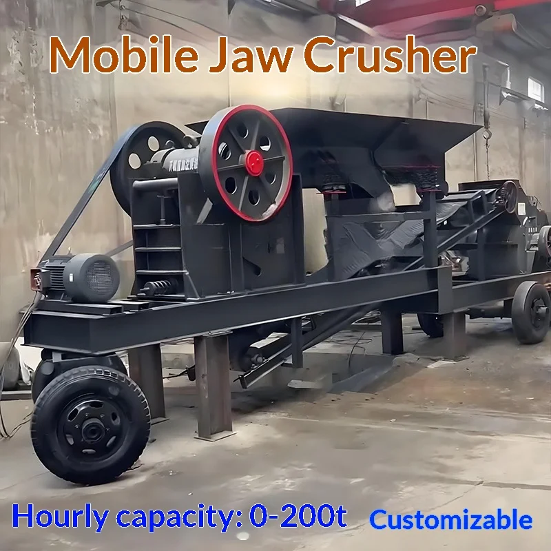 Portable Construction Waste Stone Limestone Jaw Crusher, Mobile Sand And Gravel Production Line view 5