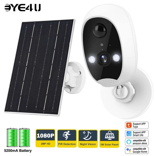 Imagen 1 del producto Tuya-cámara de seguridad con batería Solar para exteriores, 1080P, HD, inalámbrica, WiFi, PIR, detección humana, cámara de videovigilancia, Google Home