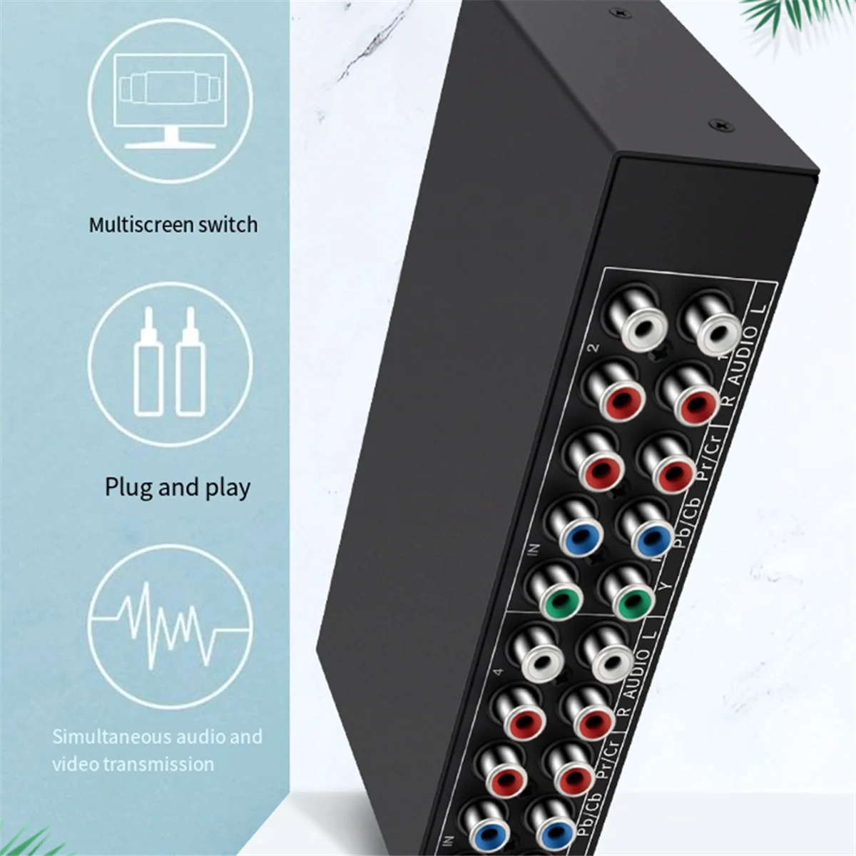 

Fashion 4x1 Component Video Signal Switcher YPbPr YCbCr Audio DSW41 Divider Panel Button Manual Switch CVBS 720P Metal Shell