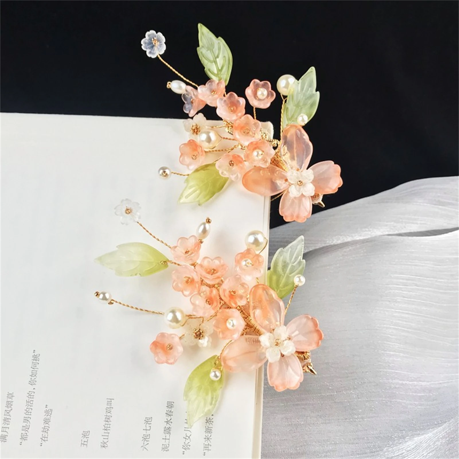 Hanfu Vintage Chinese Dress Hair Clip Flower Side Hairpin Daily Use Hair Accessories New Style Hair Clip Retro Pearls Headpieces