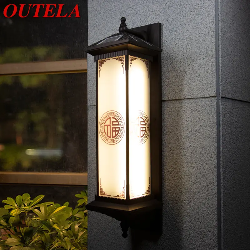 

OUTELA Solar Wall Lamp Creativity Chinese Outdoor Sconce Light LED Waterproof IP65 for Home Villa Corridor Courtyard