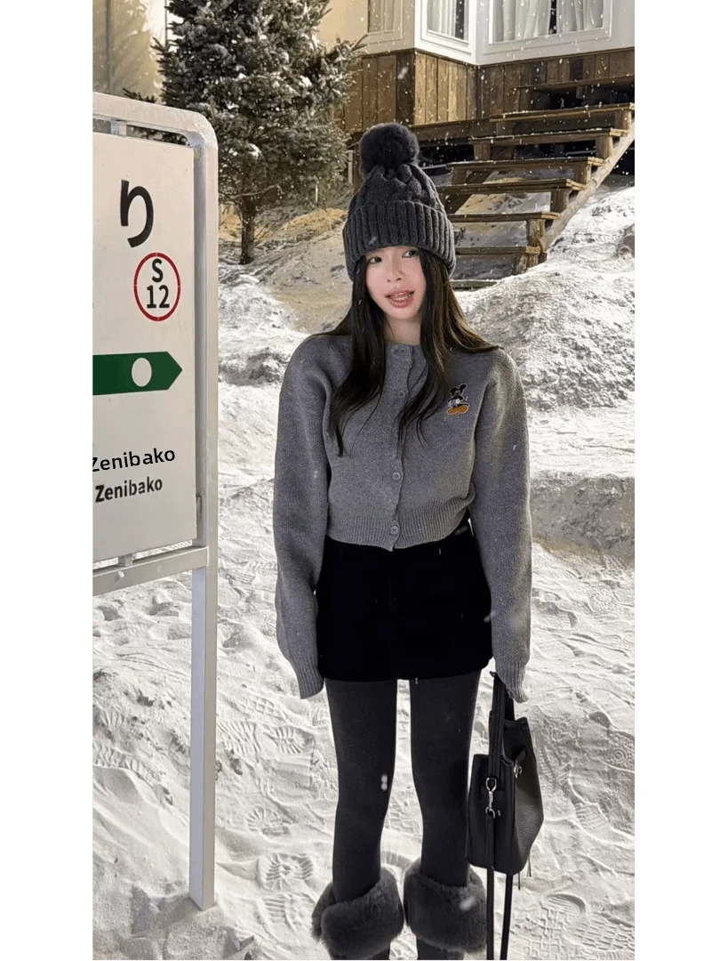 

Korean Sle ort V-Ne Knitted Open Cardigan Sweater Versatile Slimming Outerwear ular Women's Faion Long Sve Crew...