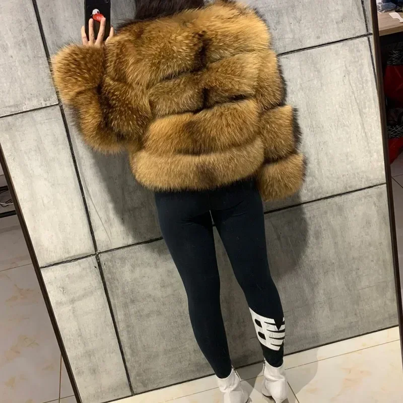 Women Faux Fox Fur Cropped Coat Fluffy Short Jackets Y2K Chic Clothes Elegant Thick Warm Outerwear Winter