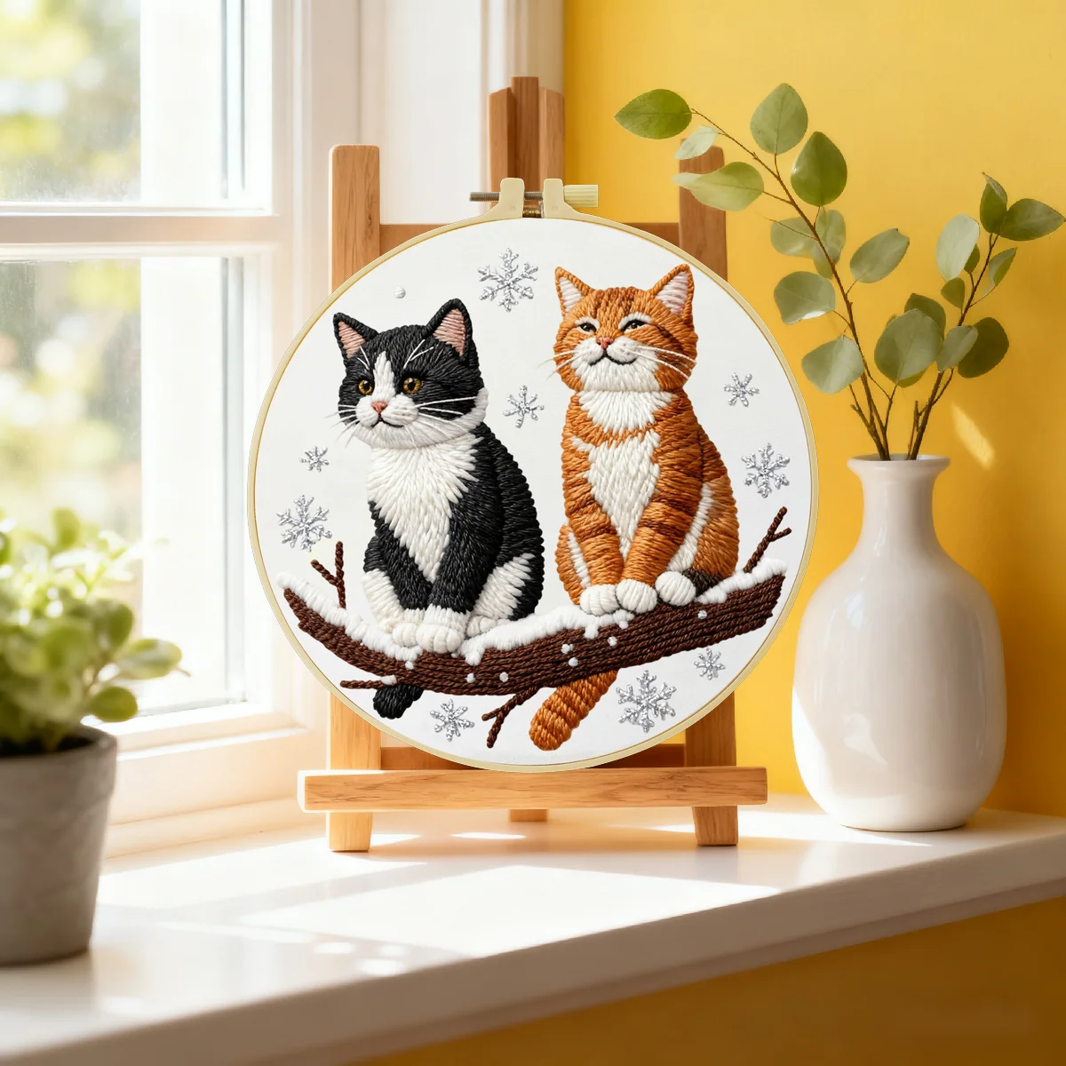 1 Stück 20X20CM/15X15CM 7,87/6,3 Zoll Katzen-Stickerei-Starter-Kit DIY-Kit DIY-Stickerei-Set für Anfänger Nähkunst – Detail 1