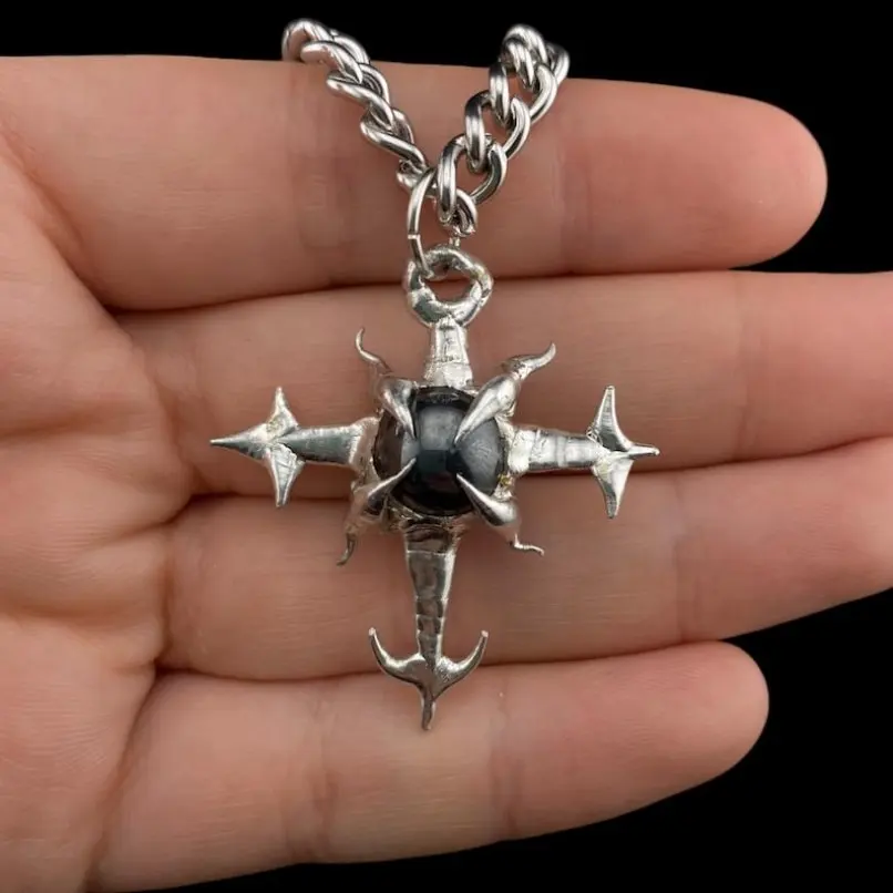 

Christian Soldered Necklace Stainless Steel Hematite Semi-precious Stone Organic Claws Cross Bubble Claw Crisscross Jewelry