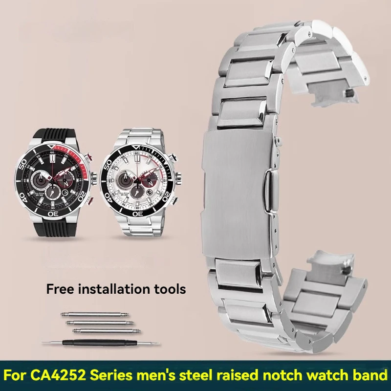 

For Citizen CA4250-03E CA4250-54A CA4252-08E AW1420 CA4252 AW1422 Stainless Steel Strap Men Watch Chain 14mm Convex Watchband