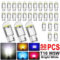 10-50 PCS T10 W5W LED Bulbs Car Interior Dome Reading Door Map Trunk License Plate Lights COB 12V 6500K CANBUS White Red Yellow