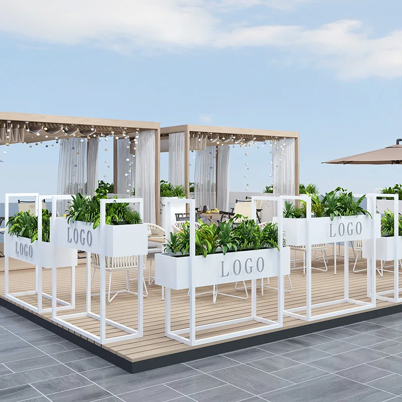 

Outdoor wrought iron flower box Commercial street stainless steel combination flower bed Real estate flower shelf fenc