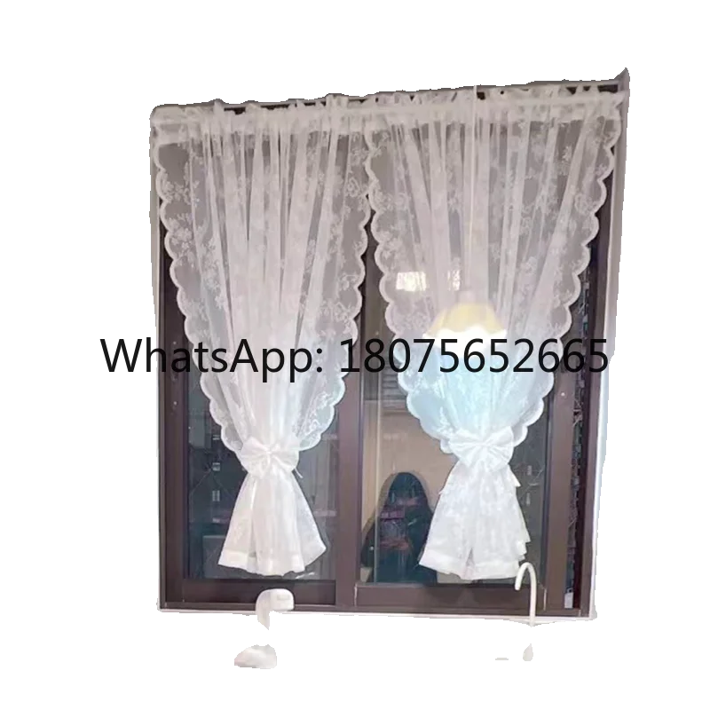 Small window door without punching lace bay window retro style curtains